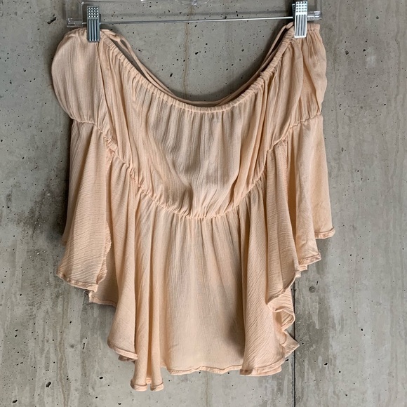 Peach ASOS Flutter Bandeau Crop Top - Picture 2 of 6